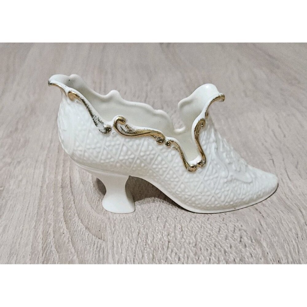 Lenox Victorian Style Shoe Ceramic Figurine Decor Cream Color